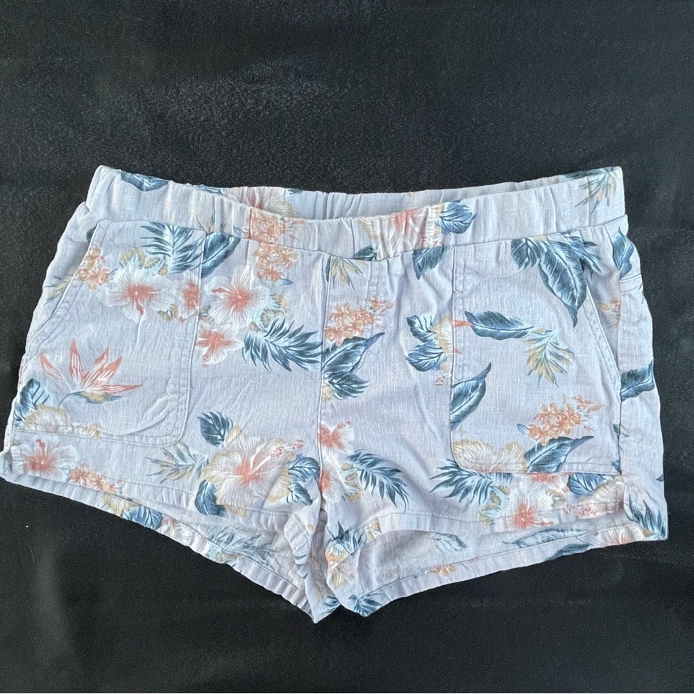 Vanilla Star Blue Floral High Waist Shorts